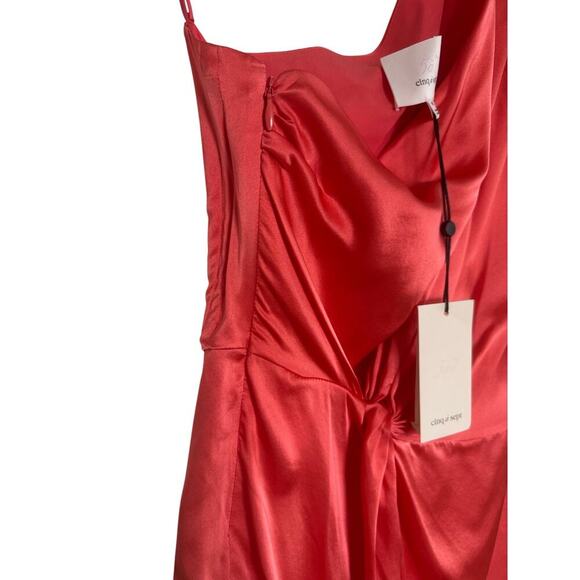 NWT Cinq A Sept Red Satin Asymmetric One-Shoulder Drape Top – Size M - Picture 6 of 9